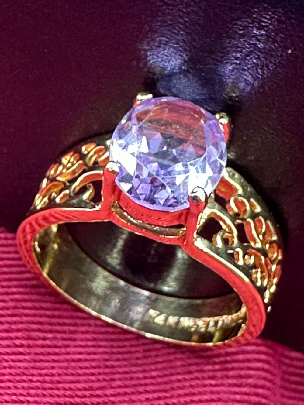 Lindenwold 14K HGE Amethyst Gemstone & Filigree Band Ring Size 8